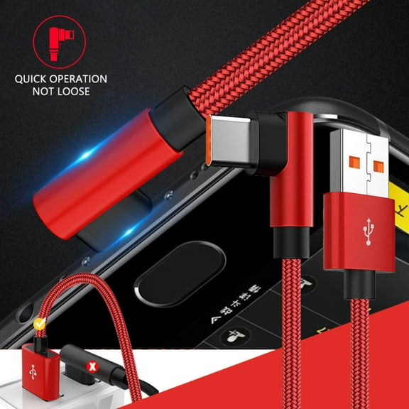 Linjieee Usb3 Extension Cable 2ft Type C Wire Small Extension Cord USB C Cable Right Angle 90° Elbow Nylon Braided USB A To C 66W Fast Charging Cable