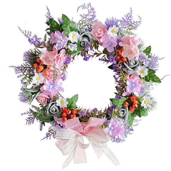Linjieee Valentines Wreaths for Front Door Bow Flower Garland Pink And Purple Wreath Holiday Decorations Outdoor Courtyard Wedding Decorations
