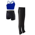 thumbnail image 1 of Linjinx 3Pcs Gymnastic Yoga Dance Outfit for Kids Girls Asymmetrical Spaghetti Straps Vest with Royal Blue 10, 1 of 6