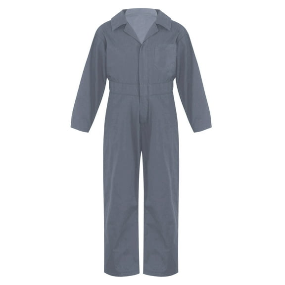 Linjinx Boys Girls Coverall Mechanic Jumpsuit Full Body Overalls Solid Color Boilersuit Halloween Grey 10