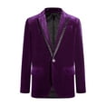thumbnail image 1 of Linjinx Boys Velvet Blazer Suit Jacket One Button Lapel Sport Coat Wedding Formal Tuxedo Outerwear Dark Purple 8, 1 of 5