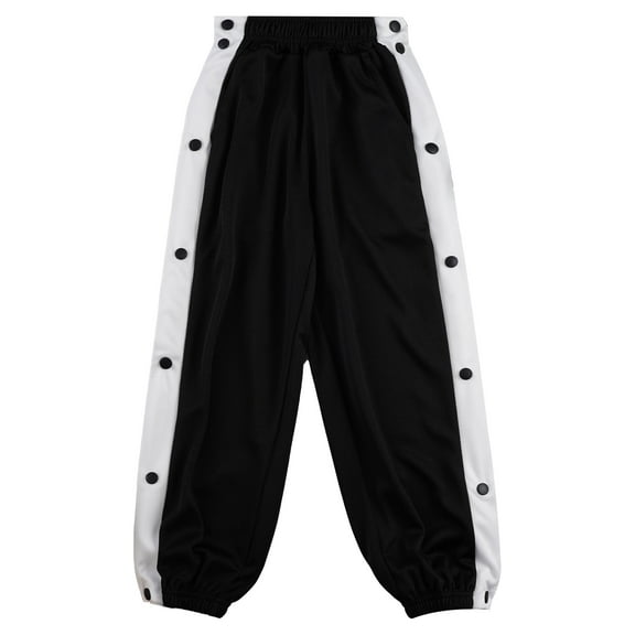 Linjinx Children Boys Fashion Sweatpants Side Split Press Button Contrasting Stripe Pants for Sport Black 150