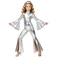 thumbnail image 1 of Linjinx Disco Jumpsuit for Girls Girls Bell Bottom 70s Outfits Silver 14, 1 of 7