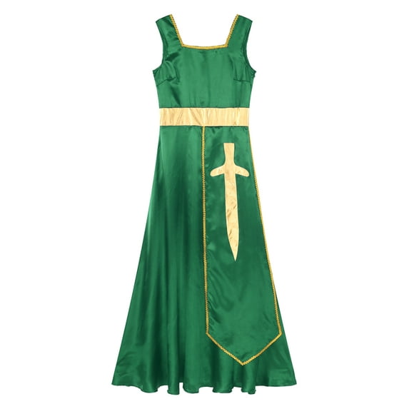 Linjinx Elegant Praise Lyrical Dance Womens Metallic Square Neck Sleeveless Dance Dresses Green L