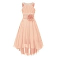 thumbnail image 1 of Linjinx Flower Girl Sleeveless Beaded High Low Dress Asymmetrical Chiffon Junior Bridesmaid Dress Pink 14, 1 of 4