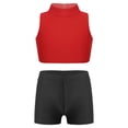 thumbnail image 1 of Linjinx Girls 2PCS Sport Outfits Racerback Crop Top with Booty Shorts Set Ballet Dance Gymnastics Red&Black 12, 1 of 7