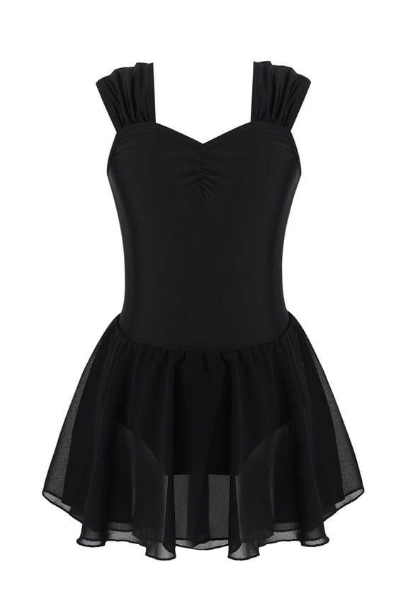 Girls Ballet Dress for Kids Lyrical Dance Costume Gymnastics Figure Skating Mesh Leotard Black 12