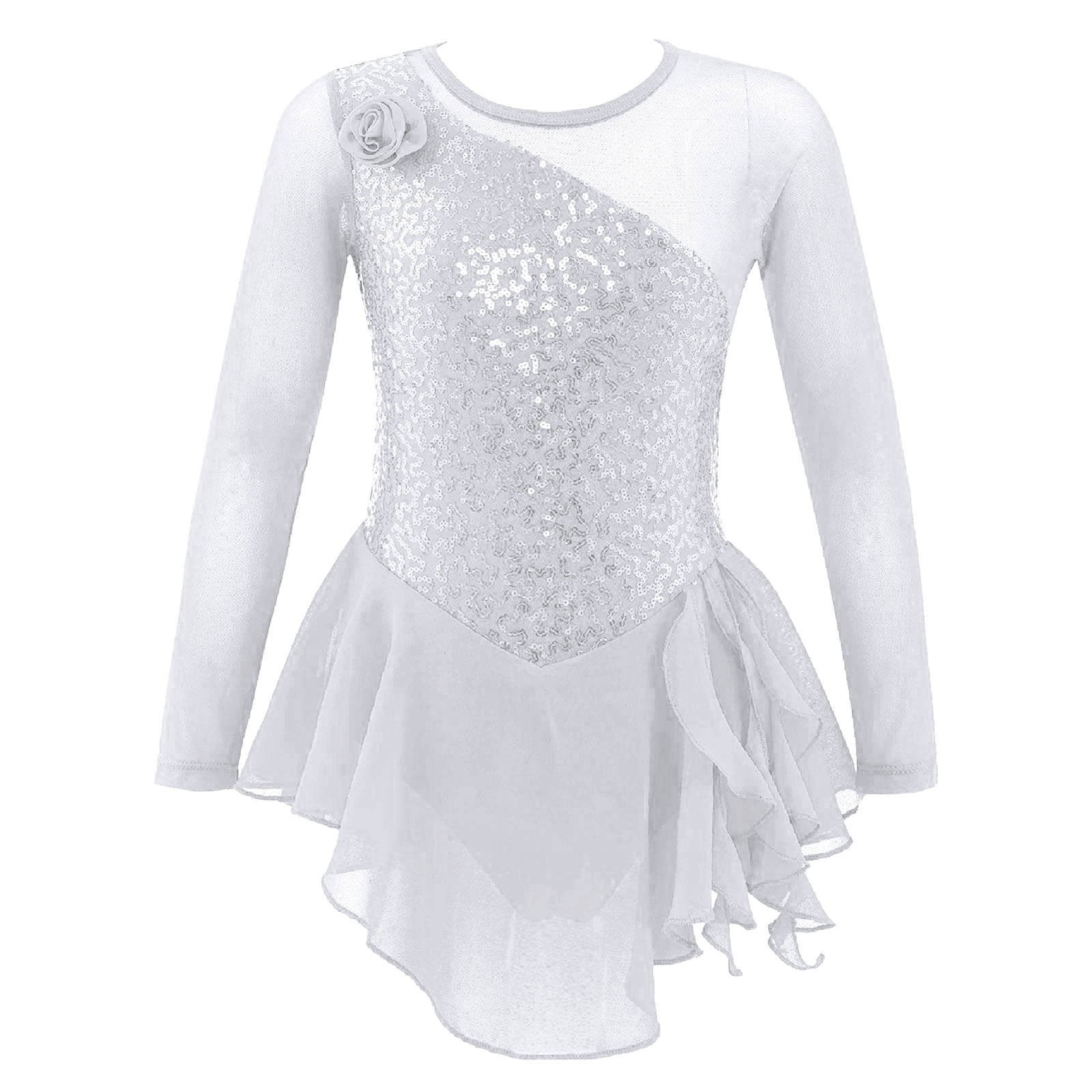Linjinx Kids Girls Jazz Dance Costumes Sparkly Sequins Tassels Leotard Dress Modern Latin Salsa Rumba Royal Blue 6
