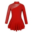 thumbnail image 1 of Linjinx Girls High Neck Ice Skating Dress Figure Roller Skating Leotard Tutu Skirt Ballet Dance Leotard Dress Red 8, 1 of 6