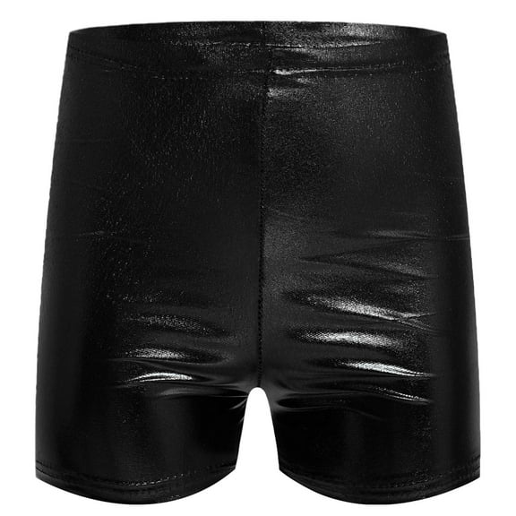 Linjinx Girls Metallic Dance Shorts Cheerleading Dance Performance Hot Pants Athletic Gymnastics Black 100