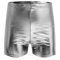 thumbnail image 1 of Linjinx Girls Metallic Dance Shorts Cheerleading Dance Performance Hot Pants Athletic Gymnastics Silver 150, 1 of 6