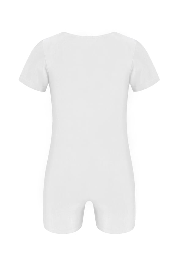 Kids Boys Girls Basic Slim Fit Ballet Dancewear Gymnastics Leotard Unitard Athletic Workout White 14