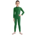 thumbnail image 1 of Linjinx Kids Boys Girls Mock Neck Long Sleeve Unitard Leotard Full Length One Piece Ballet Dancewear Green 11-12, 1 of 8