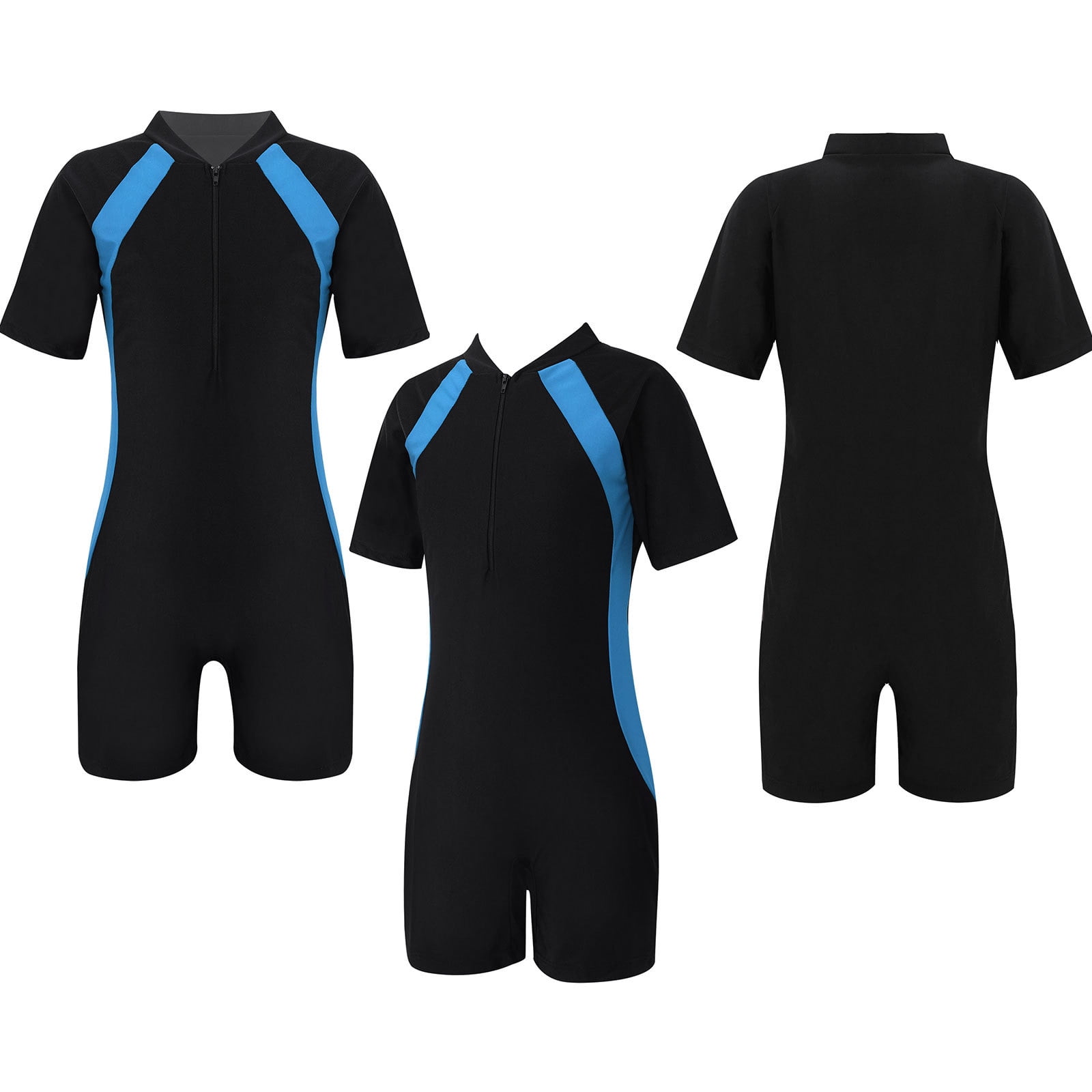 FEESHOW Boys Girls One-piece Swimsuit Kids Short Sleeve - View #4