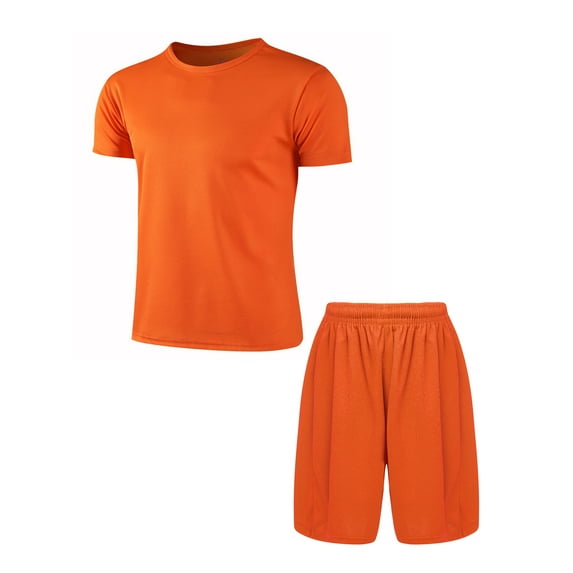 Linjinx Kids Boys Quick-Drying Summer Sports Athletic Tracksuit Short Sleeves T-shirt with Shorts Orange 22