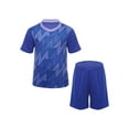 thumbnail image 1 of Linjinx Kids Boys Soccer Basketball Jersey Tracksuits Short Sleeve T-shirt with Shorts Football Blue M, 1 of 7