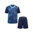 thumbnail image 1 of Linjinx Kids Boys Soccer Basketball Jersey Tracksuits Short Sleeve T-shirt with Shorts Football Dark Blue S, 1 of 7