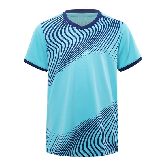 Linjinx Kids Boys Soccer Jersey Striped Basketball Football Training Shirt Active Performance B Sky Blue 3XS