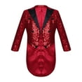 thumbnail image 1 of Linjinx Kids Boys Tailcoat Lapel Open Front Long Sleeve Blazer Full Sequin Jacket Coat Stage Burgundy 8, 1 of 7