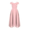 thumbnail image 1 of Linjinx Kids Flower Girl Chiffon Junior Bridesmaid Dresses Off Shoulder Wedding Party Dress Pageant Pink 10, 1 of 6