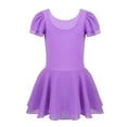 thumbnail image 1 of Linjinx Kids Girls' Basic Ruffled Short Sleeves Ballet Dance Gymnastics Leotard Dress Layered Tutu Purple L, 1 of 7