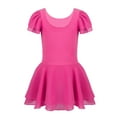 thumbnail image 1 of Linjinx Kids Girls' Basic Ruffled Short Sleeves Ballet Dance Gymnastics Leotard Dress Layered Tutu Rose L, 1 of 7