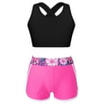 thumbnail image 1 of Linjinx Kids Girls Crop Top and Booty Shorts 2 Pieces Tankini Set Swimsuit Dance Sports Bra and Gardenia Rose 6, 1 of 7