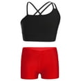 thumbnail image 1 of Linjinx Kids Girls Dance Crop Top + Booty Shorts Tracksuit Set 2 Piece Dance Sports Outfits Black&Red M, 1 of 7