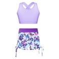 thumbnail image 1 of Linjinx Kids Girls Dance Crop Top with Side Drawstring Booty Shorts Set 2 Piece Gymnastics Outfits Butterfly 10, 1 of 7
