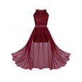 thumbnail image 1 of Linjinx Kids Girls Floral Lace Maxi Dress Wedding Formal Gown Dance Prom Romper Dress Burgundy 8, 1 of 7