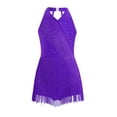 thumbnail image 1 of Linjinx Kids Girls Latin Jazz Dance Dress Tango Rumba Samba Dance Performance Outfit Fringe Skirt Purple 6, 1 of 6