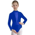 thumbnail image 1 of Linjinx Kids Girls Rhinestones Figure Ice Skating Suit Ballet Dance Leotard Mock Neck Bodysuit Long Blue 12, 1 of 7