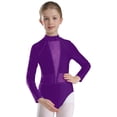 thumbnail image 1 of Linjinx Kids Girls Rhinestones Figure Ice Skating Suit Ballet Dance Leotard Mock Neck Bodysuit Long Purple 12, 1 of 7