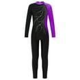 thumbnail image 1 of Linjinx Kids Girls Sequined Long Sleeve Gymnastics Leotard Unitard Jumpsuit Full Body Bodysuit Purple 10, 1 of 5