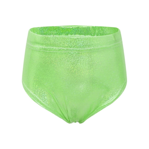 Linjinx Kids Girls Shiny Dance Briefs Stage Performance Cheerleading Bottom Ballet Yoga Active Shorts Fluorescent Green 150