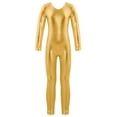 thumbnail image 1 of Linjinx Kids Girls Shiny Metallic Full Length Long Sleeve Dance Jumpsuit Gymnastics Unitard Costumes Gold 8, 1 of 5