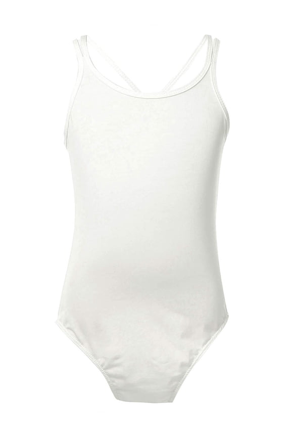 Little Girls Ballet Dance Leotard Cotton Basic Dancewear Gymnastic Camisole Bodysuit Ivory 5-6
