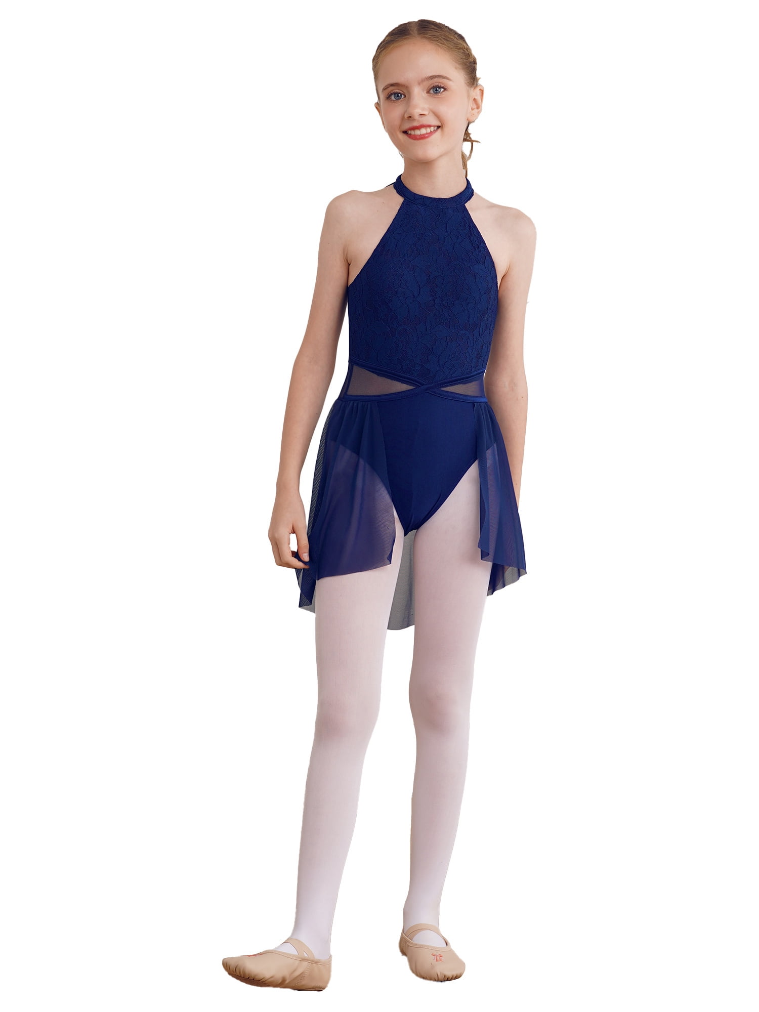 Linjinx Lyrical Dance Dress for Girls Ballet Dance Bodysuit with Wrap ...