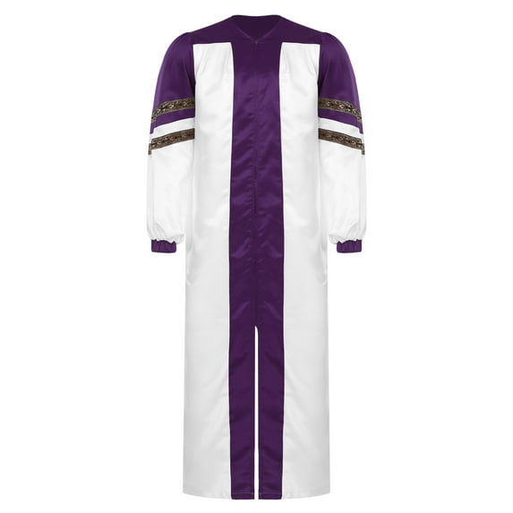 Linjinx Men Choir Robe for Church Adult Long Sleeve Zipper Clergy Gown for Theme Party Purple XXL