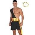 thumbnail image 1 of Linjinx Men's 2Pcs Festival Ancient Greek God Toga Outfit and Headwear Set for Toga Party Black L, 1 of 6
