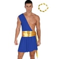 thumbnail image 1 of Linjinx Men's 2Pcs Festival Ancient Greek God Toga Outfit and Headwear Set for Toga Party Blue 3XL, 1 of 6