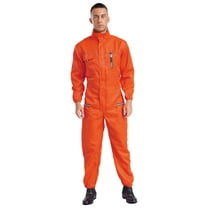 Linjinx Men's Long Sleeve Coverall Work Wear Cotton Blend Jumpsuit Visibility Twill Boilersuit Orange 185/3XL