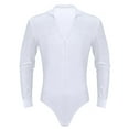 thumbnail image 1 of Linjinx Men's V-neck Shiny Rhinestones Latin Dance Shirt Unitard Bodysuit Leotard Ballroom Dance White M, 1 of 8