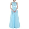 thumbnail image 1 of Linjinx Womens Sleeveless Lace Chiffon Long Dress Wedding Guest Bridesmaid Evening Gown Sky Blue 12, 1 of 6