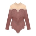 thumbnail image 1 of Linjinx Women Latin Dance Leotard Long Sleeve Latin Dance Fringe Salsa Tango Gymnastics Bodysuit Dusty Pink L, 1 of 4
