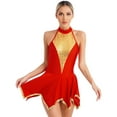 thumbnail image 1 of Linjinx Women Sequin Lyrical Dance Dress High Low Ballet Dance Leotard Modern Contemporary Dance Red L, 1 of 7