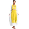 thumbnail image 1 of Linjinx Women's Praise Dance Dress Tunic Overlay Hexagram Worship Dance Costume(White Dress Not Yellow S, 1 of 6