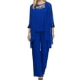 thumbnail image 1 of Linjinx Women's Wedding Guest Pant Suit 3 Piece Mother of Bride Dress Sets Cocktail Party Gown Casual Set Blue 3XL, 1 of 5
