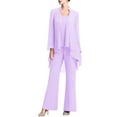 thumbnail image 1 of Linjinx Women's Wedding Guest Pant Suit 3 Piece Mother of Bride Dress Sets Plus Size Cocktail Party Gown Lavender M, 1 of 7