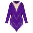thumbnail image 1 of Linjinx Womens Tassel Latin Dance Dress Long Sleeve Leotard Salsa Jazz Tango Performance Bodysuit Purple S, 1 of 4
